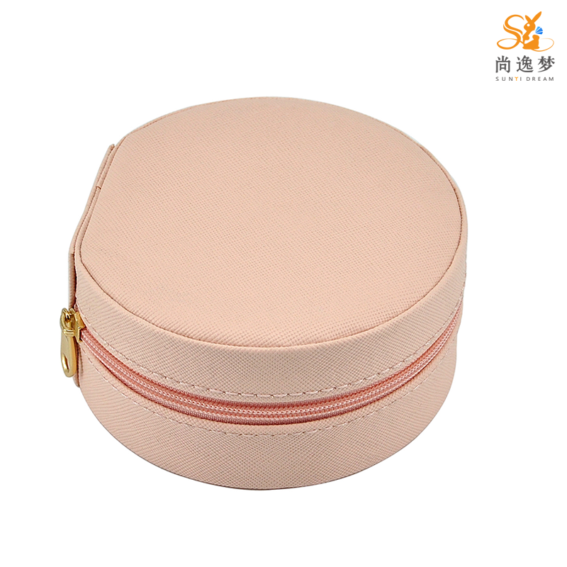 Sunyi Dream Cute Color Round Shape Small Size Leather Travel Jewelry Case